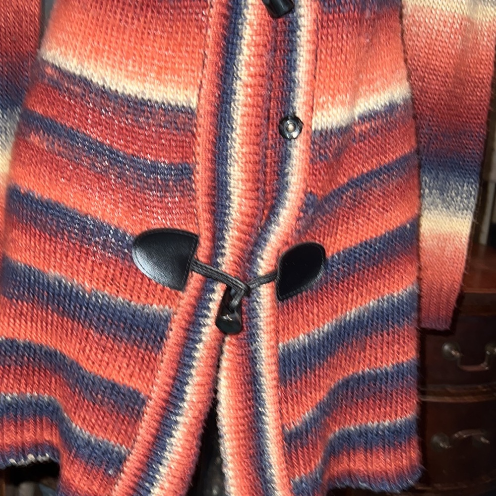 Roz&Ali multi colored striped cardigan with front toggle button closure size S! - Picture 5 of 9